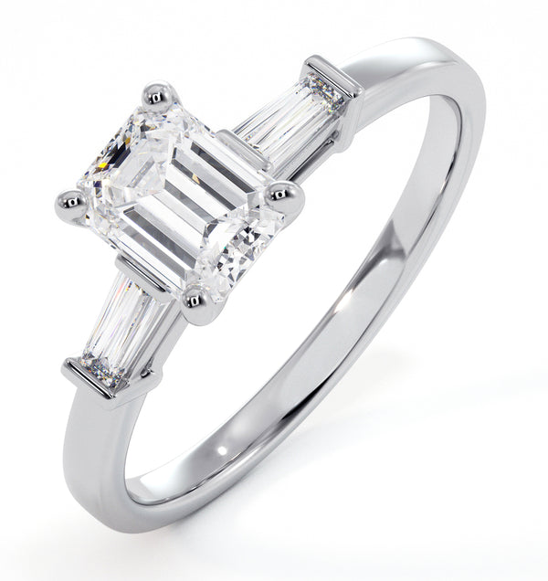Genevieve GIA Emerald Cut Diamond Ring in 18K White Gold 0.90ct G/VS2